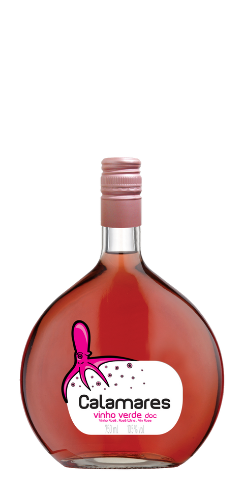 Garrafa do vinho Calamares Vinho Verde Rosé