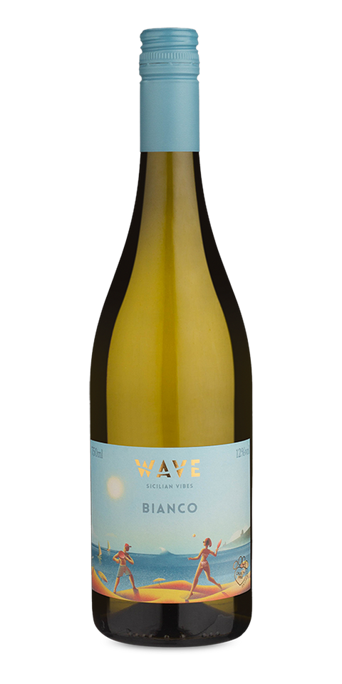 Garrafa do vinho Settesoli Wave Branco