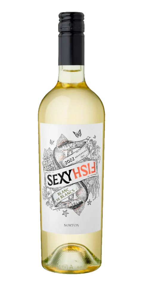 Garrafa do vinho Sexy Fish Blanc de Blancs