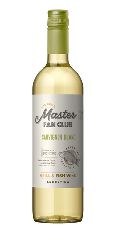 Garrafa do vinho The Grill Master Fan Club Sauvignon Blanc