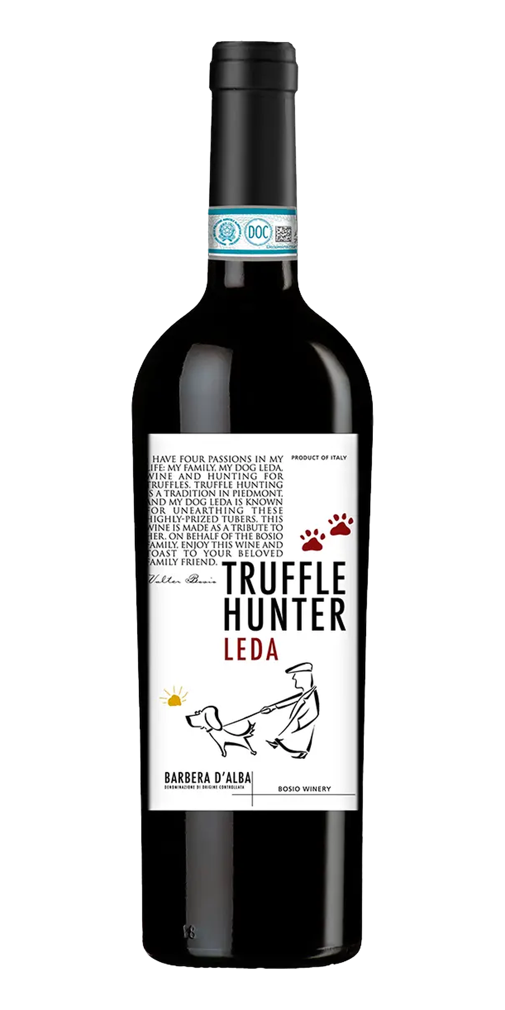 Garrafa do vinho Truffle Hunter Leda Barbera D’Alba DOC