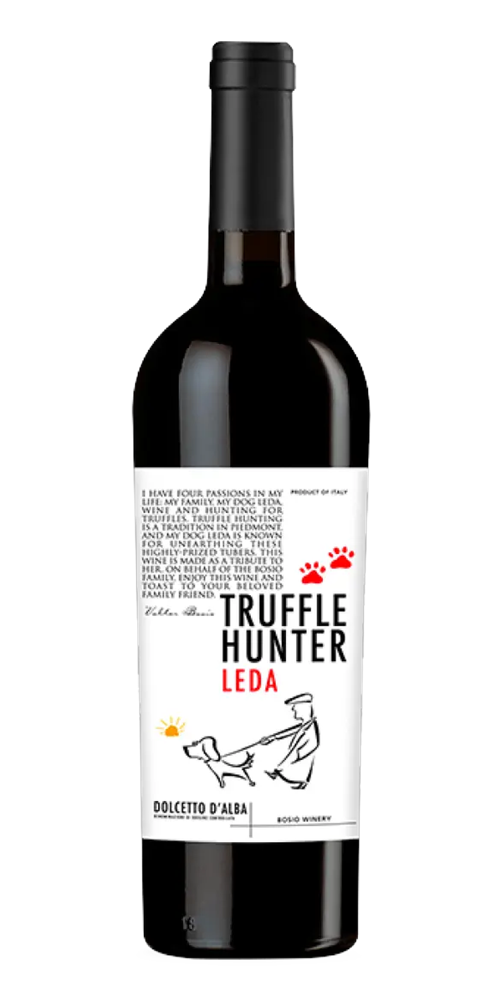 Garrafa do vinho Truffle Hunter Leda Dolcetto D’Alba DOC