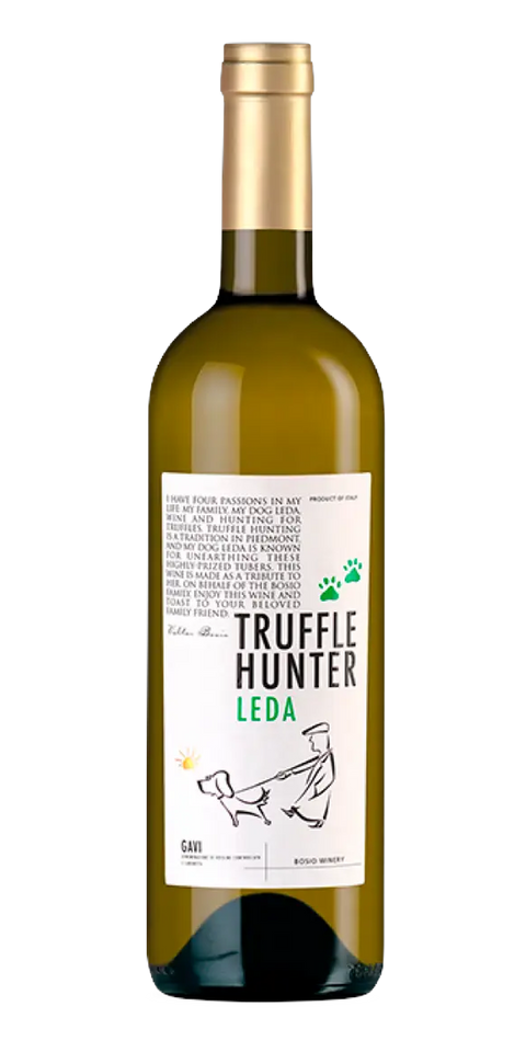 Garrafa do vinho Truffle Hunter Leda Gavi DOCG Branco