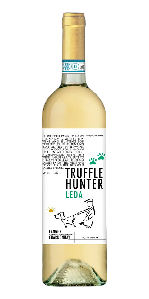 Garrafa do vinho Truffle Hunter Leda Langhe Chardonnay DOC
