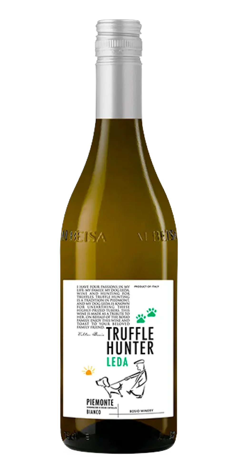 Garrafa do vinho Truffle Hunter Leda Piemonte DOC Branco