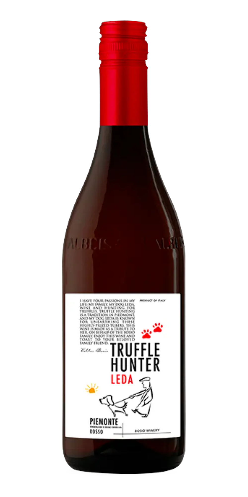 Garrafa do vinho Truffle Hunter Leda Piemonte DOC Tinto